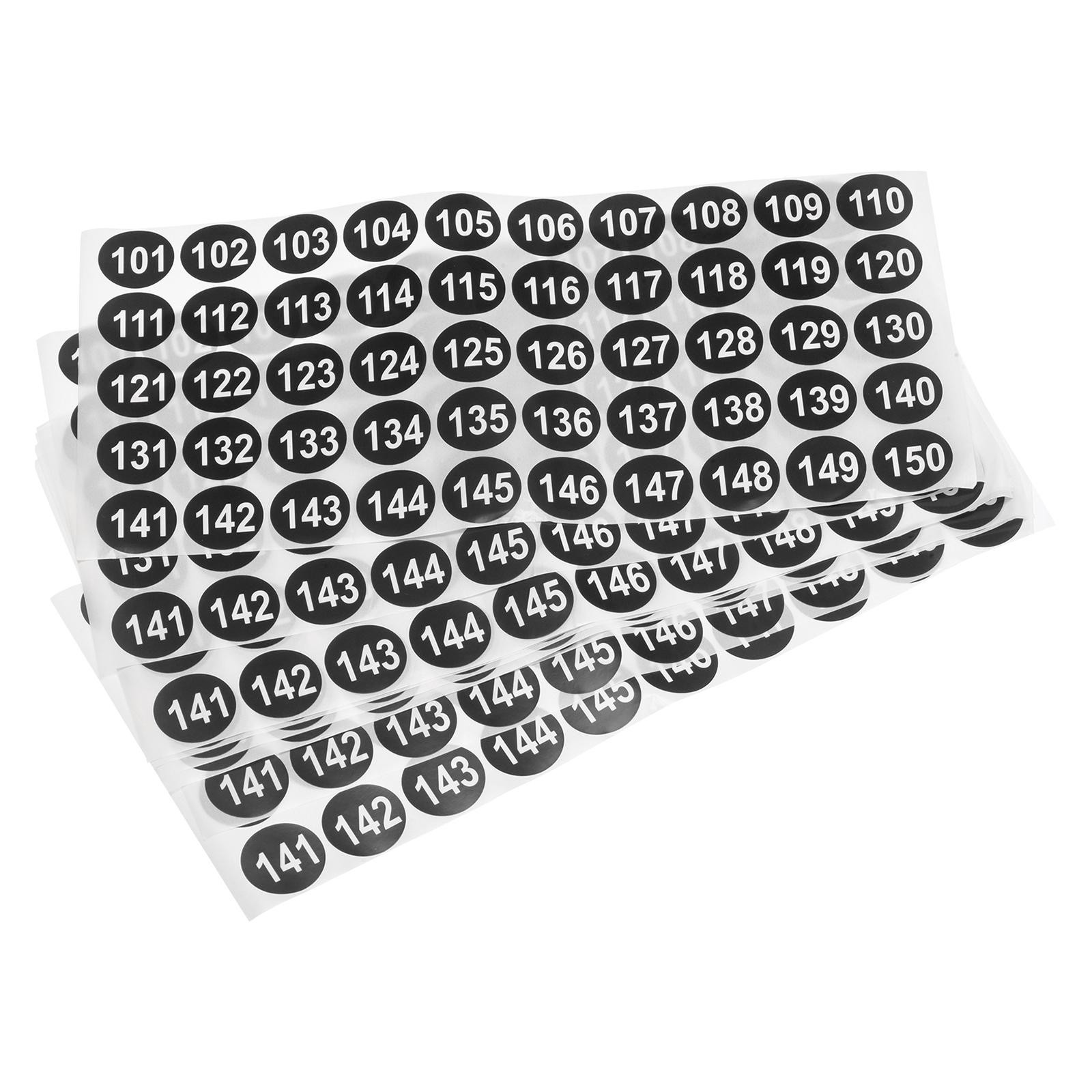 101 to 150 Number Stickers Label Self Adhesive Black and White , Pack of 10