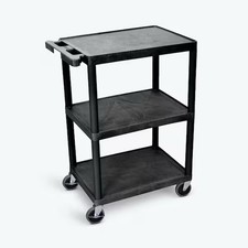 HE 24 In. W X 18 In. D X 34 In. H, 3-Shelf Utility Cart in Black Luxor HE34-B