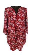 SEASALT CORNWALL - OP ART TUNIC - 100% ORGANIC COTTON - RED FLORAL - SIZE 18