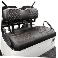 Golf Cart Diamond Seat Covers Kit, Fit for EZGO TXT Black and Brown Stitching