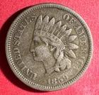 1859 US Indian Head Cent! Copper Nickel Variety! 1st Year Issue! Very Fine! Coin