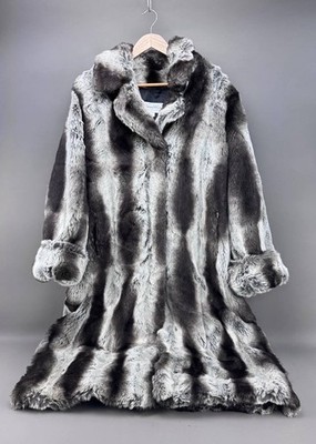 Pamela McCoy Collections Womens Gray Gradient Faux Fur Long Coat Size M