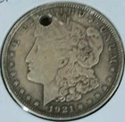 Holed 1921 Philadelphia Morgan 90% Silver Dollar 25.8 Grams