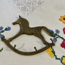 Pier 1 Imports Key Holder Rack Brass Rocking Horse Nursery Decoration Hook