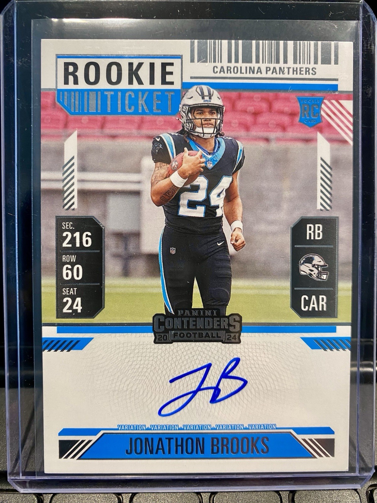 2024 Panini Contenders Jonathon Brooks RC Rookie Ticket Auto On-Card Carolina