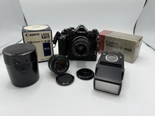 Canon A1 35mm Bundle Motor Drive MA, FD 28mm f2.8 50mm f 1.8 Speedlite 199A