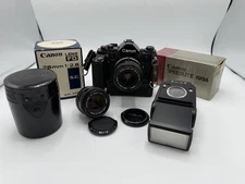 Canon A1 35mm  Bundle + Motor Drive MA, FD 28mm f2.8 +50mm f 1.8 +Speedlite 199A
