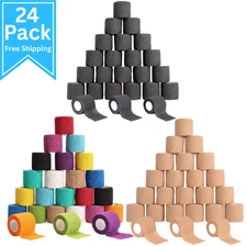 24 Count Self Adhesive Bandage Wrap 2" x 5 Yards (15 feet) Tape Pick Your Color