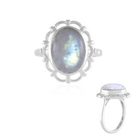 Regenbogen Mondstein Sterling Silber Ring