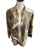 Citron Santa Monica Large Blouse, White Asian Cranes, Soft Bamboo Fabric