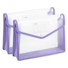 2 Pack B5 Plastic File Folders with Snap Closure, Purple, Horizontal