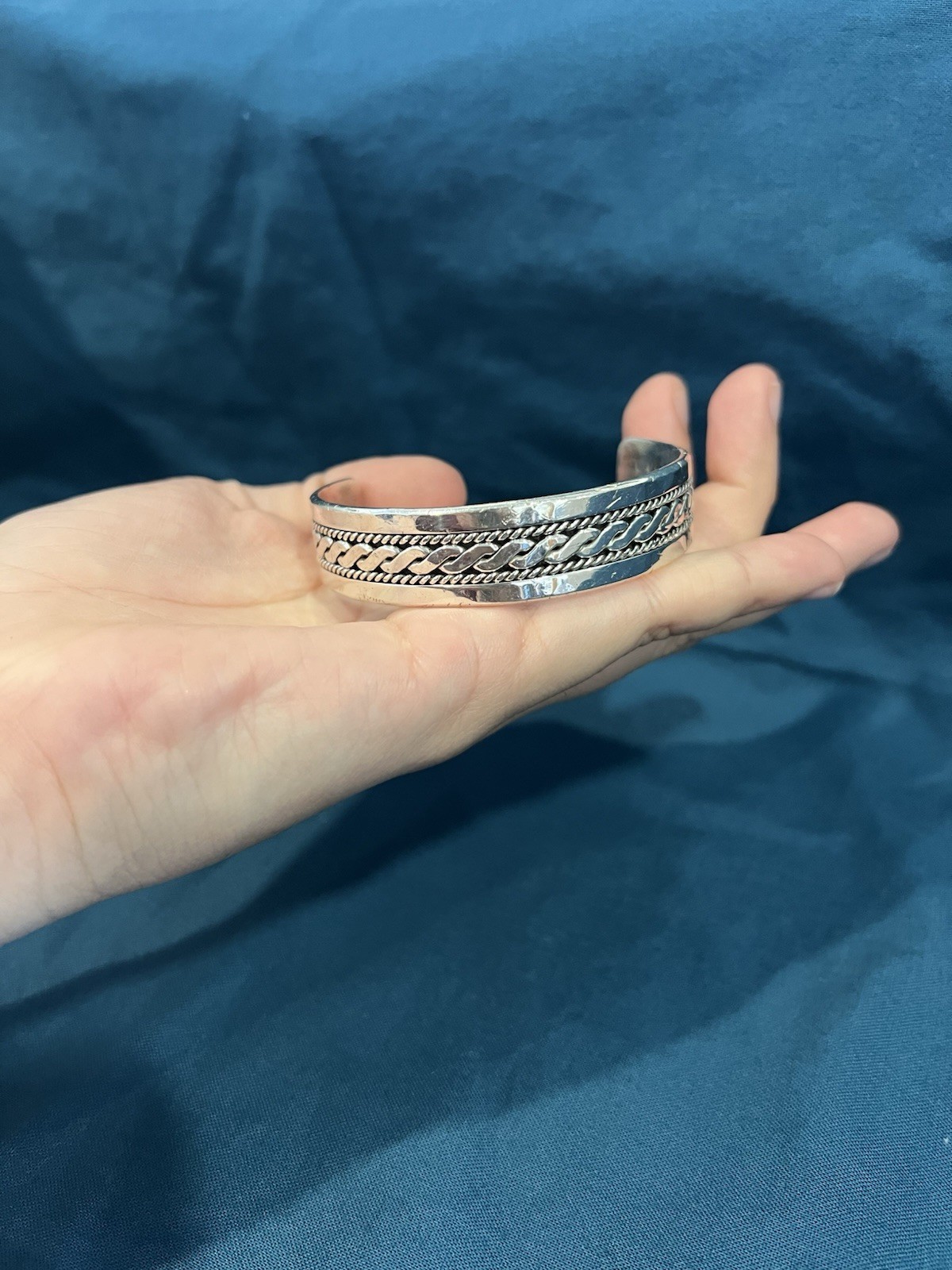 925 Sterling Silver Vintage RON Y Navajo Weave Design… - Gem
