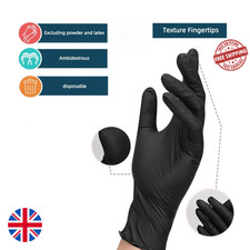 Black Nitrile Disposable Gloves Powder Free Latex Free Cleaning Car Work UK