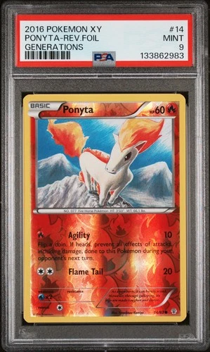 2016 POKEMON XY GENERATIONS #14 PONYTA-REVERSE FOIL PSA 9