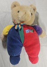 Vtg Eden Teddy Bear Velour Primary Rainbow Plush Stuffed Animal 13" No US DUTY