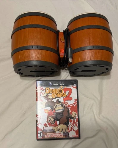 Donkey Konga 2 (Nintendo GameCube, 2005) with DK Bongos USED, TESTED, WORKING