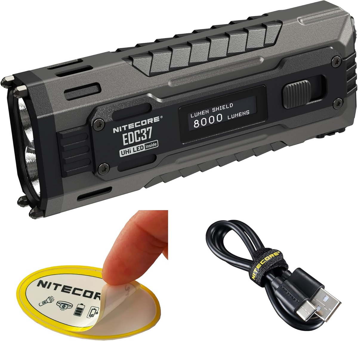 Nitecore EDC37 EDC Flashlight, 8000 Lumen Flat Shape USB-C