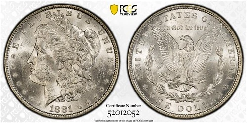 1881 P Morgan Silver Dollar PCGS MS62