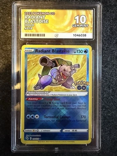 Pokemon TCG Pokemon Go Radiant Blastoise 018/078 Ace 10 Perfect Sub Grades