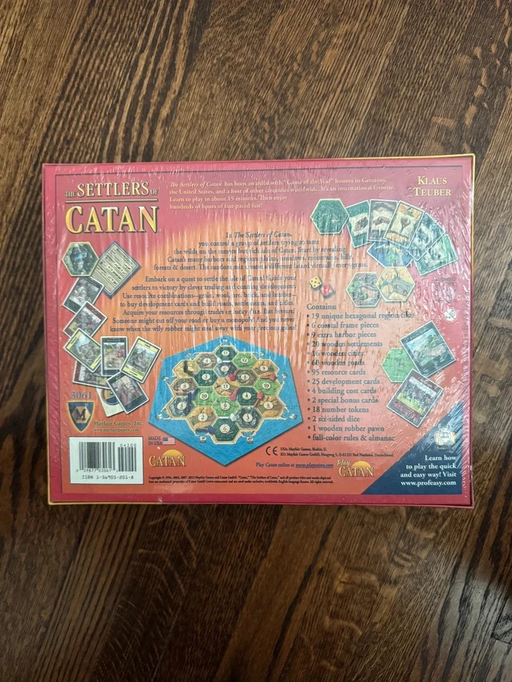 Jogo de tabuleiro Mayfair Games Klaus Teuber Settlers of Catan 3061 - Novo em folha lacrado - Imagem 2 de 2