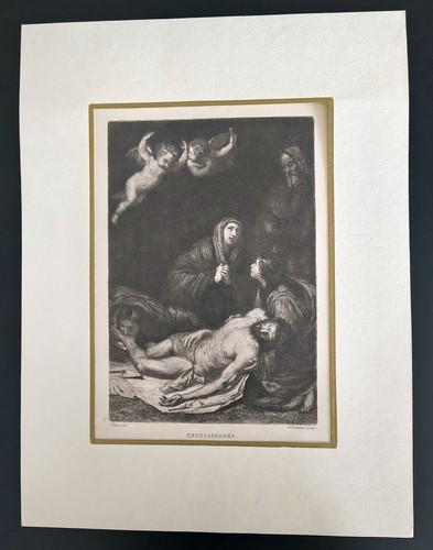 "Decrease from the Cross" etching by W. Krauskopf after Ribera near Angerer around 1880