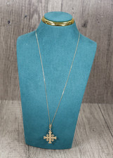 14ct Yellow Gold Jerusalem Cross Pendant 19mm w/9ct Curb Chain 40cm