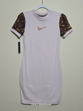 Nike Women's Short Sleeve Dress Barely Rose SZ S CW4737-699 Pink Brown Essential