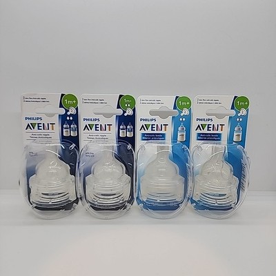 4-2 Packs Philips Avent Classic Bottle Nipples Fast Flow 1m+ Anti-colic 8 Total