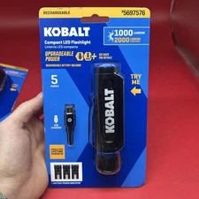 Kobalt 5697576 Compact Rechargeable Led Flashlight 1000 Lumens 2000 Turbo Mode