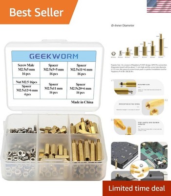 Durable 100 Pcs Brass Spacer & Screw Set for Raspberry Pi 5/4B/3B+ Installation