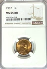 1937 1c Proof Lincoln Wheat Cent One Penny NGC MS65 RD Gem Unc