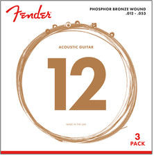 Fender 60L Phosphor Bronze Acoustic Guitar Strings Light Gauge 12-53 - 3 Pack