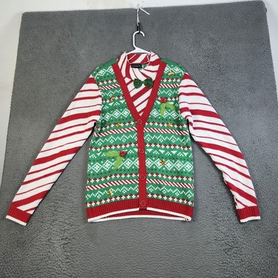 Blizzard Bay Sweater Mens Medium Red Green Christmas Cardigan Ugly Holiday
