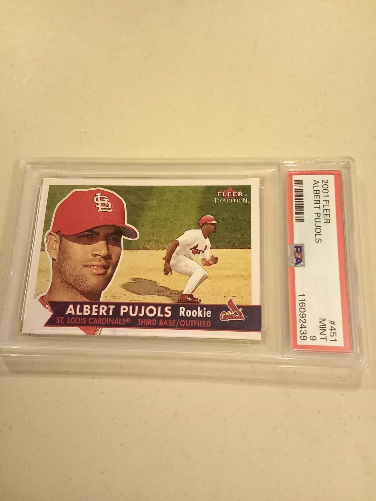 2001 Fleer Tradition Albert Pujols #451 Graded PSA 9 Mint Rookie Baseball Card