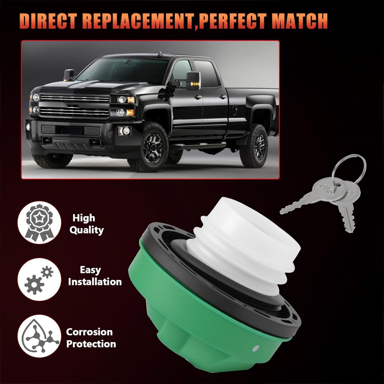 High Quality Locking Diesel Fuel Cap For Chevy Silverado 2500HD 3500HD Vehicles thumbnail 14