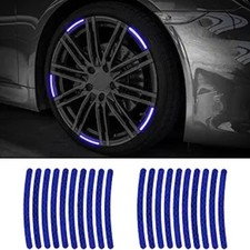 20PCS Reflective Car Wheel Decorative Stripe Stickers, Night Safety Warning Blue