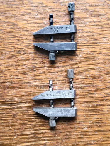 (2) Brown & Sharpe No. 754B 1" Parallel Clamps Adjustable Machinist Tools USA 