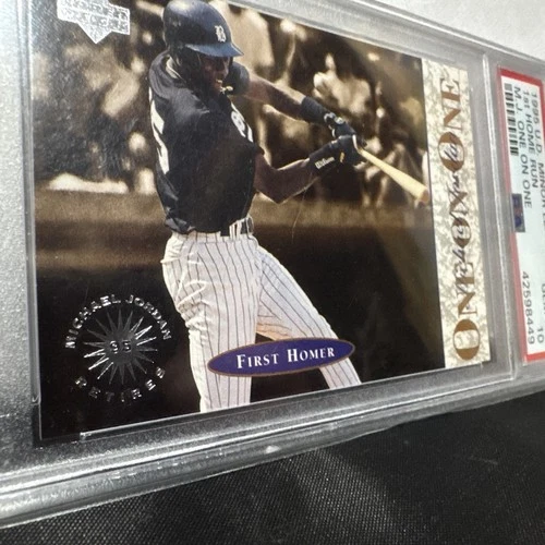 PSA 10 MICHAEL JORDAN Hits 1st HOME RUN 1995 Upper Deck One On One BASEBALL Card
