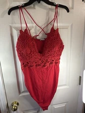 Rue21 Rue 21 Plus Women 3X Bodysuit Spaghetti Strap Floral Crotchet Sexy Adult 