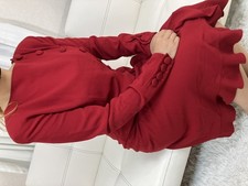 Valentino Garavani Boutique Red Long Dress Size 8 Italy Ruffle Button Vintage