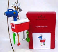 Hallmark Ornament Camping Deer 2021 Cooler Coffee Pot Cooking Tools Gear Axe K3
