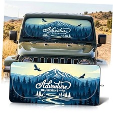 63"x28.5" Car Windshield Sun Shade with Storage Pouch, Stylish Adventure-Peak