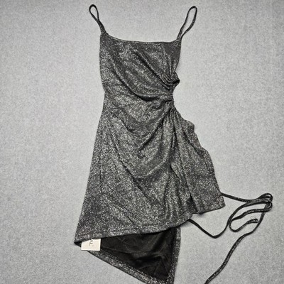 silver glitter slip dress Women's For The Thrill Sequin Sleeveless Shift Mini Dress in Silver main image 1