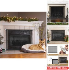 Fireplace Screen Mesh Gate 29 x 41 Inch Black Polyester Child Pet Safety Barrier
