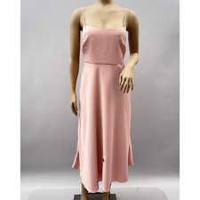 BHLDN Anthropologie Dress Women US 4 Blush Pink Satin Midi Slip Cowl Wedding