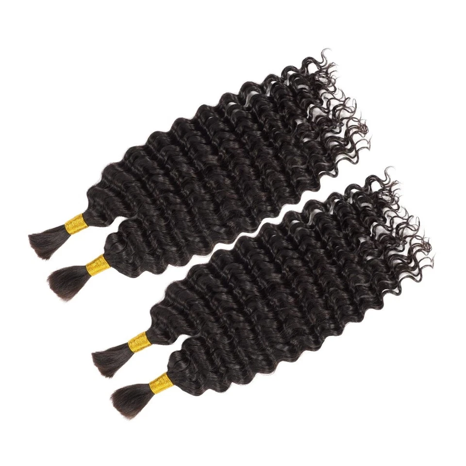 Cabello humano rizado profundo a granel para trenzar micro trenzas cabello sin trama 100 g/paquete Foto 2 de 4
