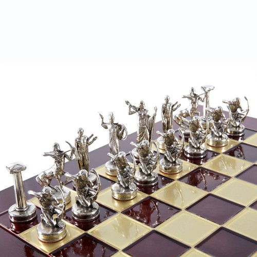 Giants Battle Chess Set Gold & Silver Chessmen Board 36cm Manopoulos S18RED - Picture 3 of 7