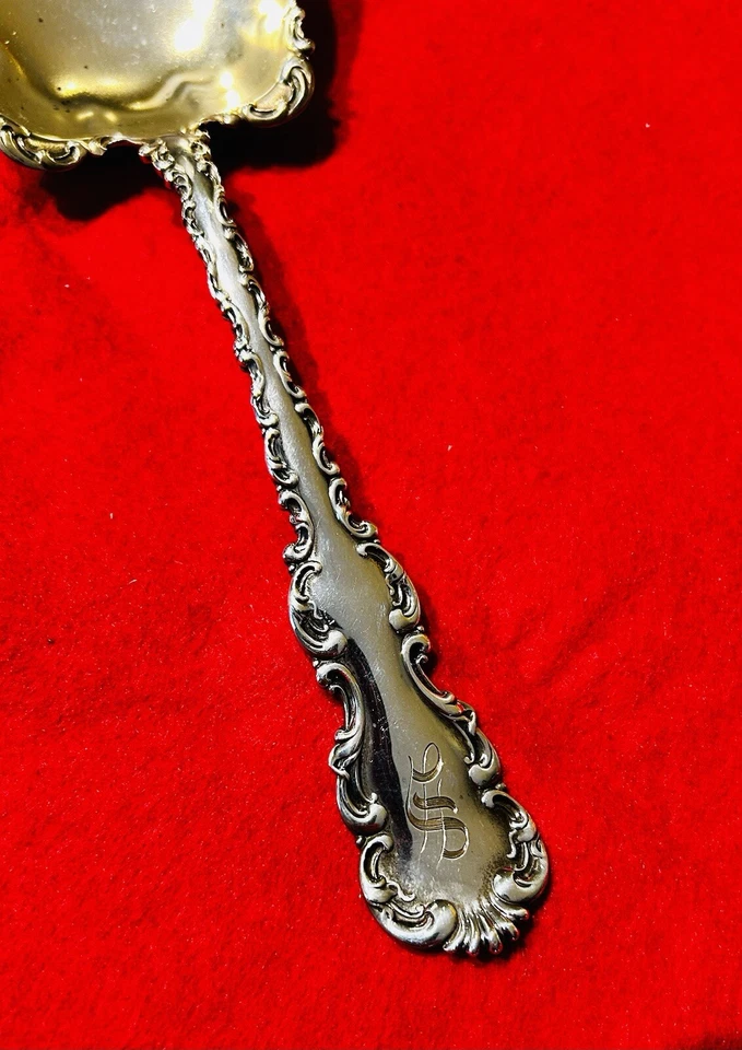 WHITING LOUIS XV STERLING SILVER BERRY SERVING SPOON  9" - Image 2 of 4