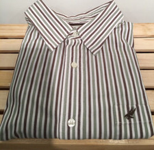 Men's Urban Pipeline Long Sleeve Dress Shirt XL Cotton Green Stripe FLAW read