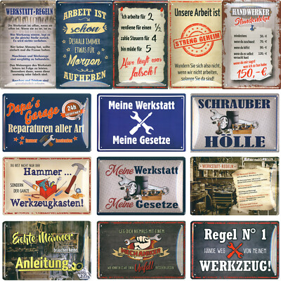 Handwerker Blechschilder Sprüche Schild Wandschild 20x30cm Werkstatt Garage Kfz